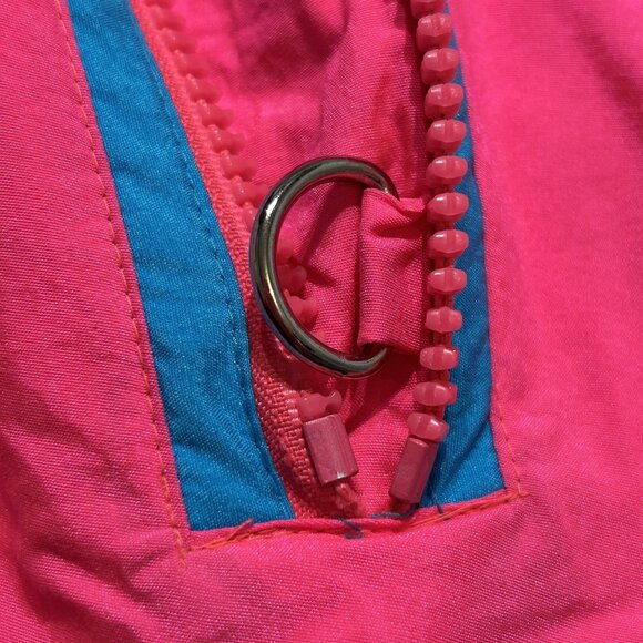 Vintage Ossi Skiwear Ski Jacket Mens Medium Neon Pink Gray Pullover Colorblock - Picture 10 of 14
